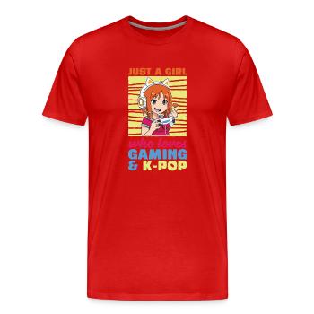Gaming Girl Gamer Korea Music Gift K Pop - Men's Premium Organic T-Shirt - red - Front - Damien (186cm)