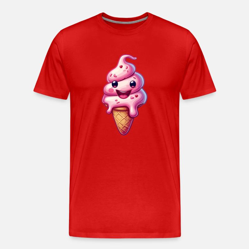 Lächelnde Eiskreation - Männer Premium Bio T-Shirt - Rot
