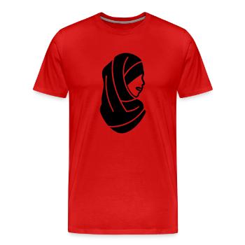 hijab headscarf muslim woman - Men's Premium Organic T-Shirt - red - Front - Damien (186cm)