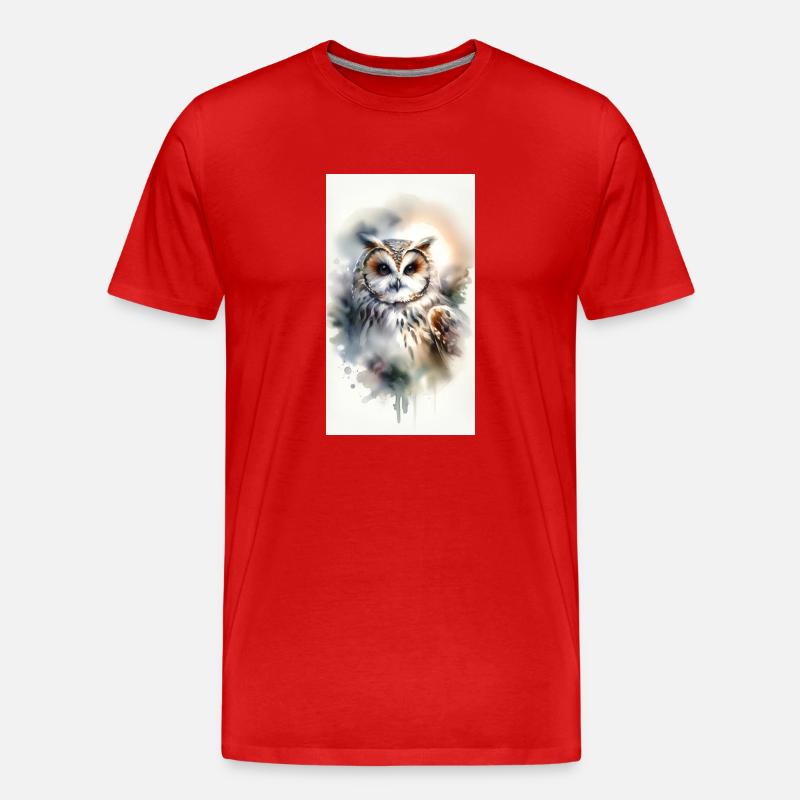 Eule im Aquarell - Männer Premium Bio T-Shirt - Rot