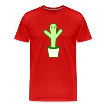 Cactus Prickly Spiny Desert Cacti Flower Pot - Men's Premium Organic T-Shirt - red - Front - Damien (186cm)
