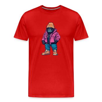 Mode d’hiver Gorilla - T-shirt bio Premium Homme - rouge - Devant - Damien (186cm)