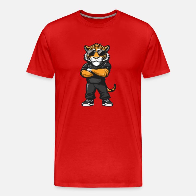 Tiger Comic - Männer Premium Bio T-Shirt - Rot