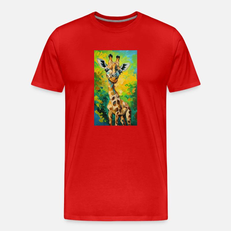 Giraffe Painting Gemälde Kunst comic - Männer Premium Bio T-Shirt - Rot
