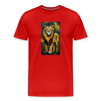 Lion Painting Lion Painting Africa Safari - Men's Premium Organic T-Shirt - red - Front - Damien (186cm)