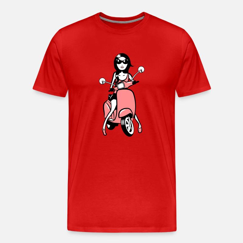 motorroller mädchen style look - Männer Premium Bio T-Shirt - Rot