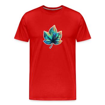 Ahorn Blatt holografisch - Männer Premium Bio T-Shirt - Rot - Vorne - Damien (186cm)