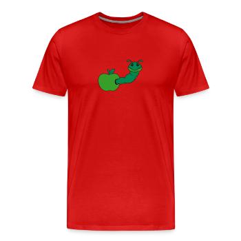 eat apple hole delicious hunger snail crawl caterp - Men's Premium Organic T-Shirt - red - Front - Damien (186cm)