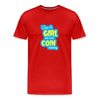 Collectionneur de pièces de monnaie - T-shirt bio Premium Homme - rouge - Devant - Damien (186cm)