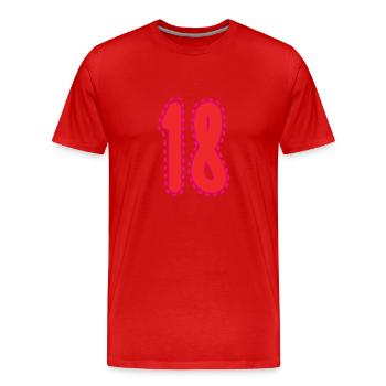 18. 18 YEARS OLD. 18th ANNIVERSARY. 18 BIRTHDAY. - Men's Premium Organic T-Shirt - red - Front - Damien (186cm)