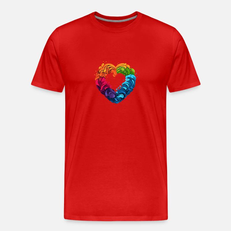 LGBTQIA+ Regenbogenherz - Männer Premium Bio T-Shirt - Rot