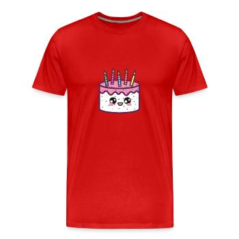 Gâteau d'anniversaire - T-shirt bio Premium Homme - rouge - Devant - Damien (186cm)