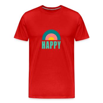 HAPPY. HAPPINESS. FREEDOM. POSITIVE. POSITIF - T-shirt bio Premium Homme - rouge - Devant - Damien (186cm)