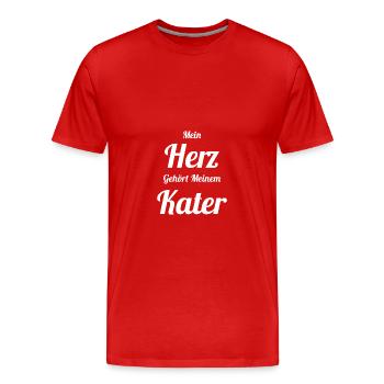 Kater Katze - Männer Premium Bio T-Shirt - Rot - Vorne - Damien (186cm)