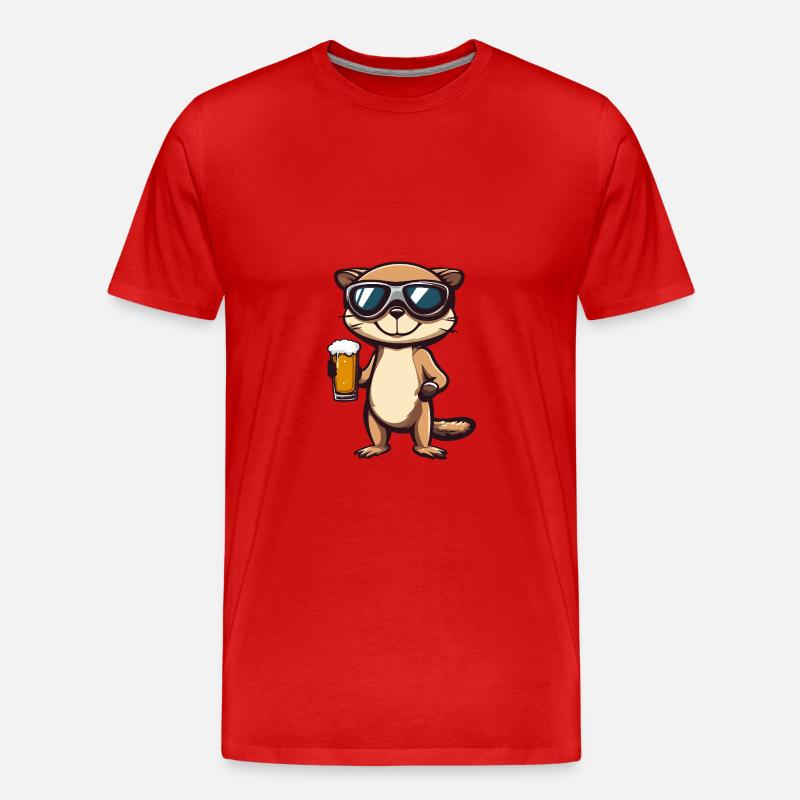 Erdmännchen Apres Ski Bier Comic - Männer Premium Bio T-Shirt - Rot