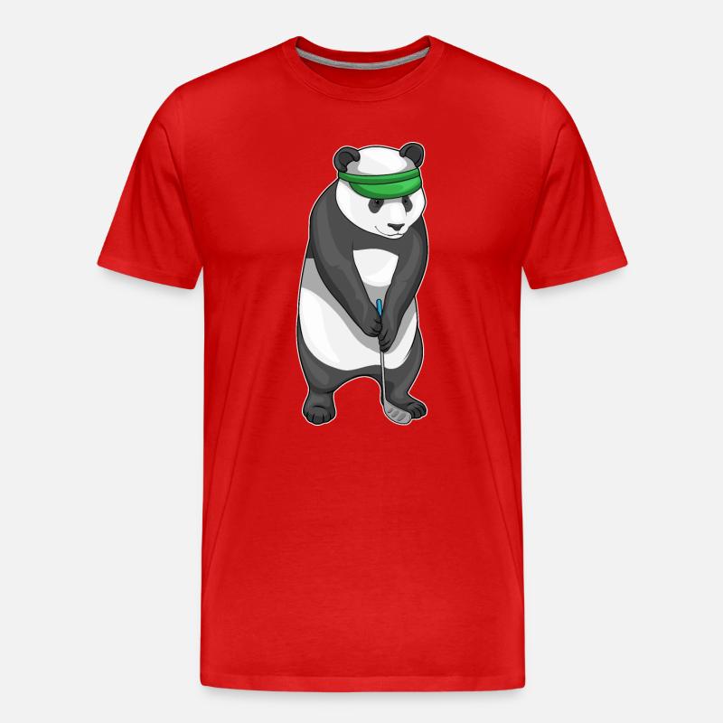 Panda Golf Golfschläger - Männer Premium Bio T-Shirt - Rot