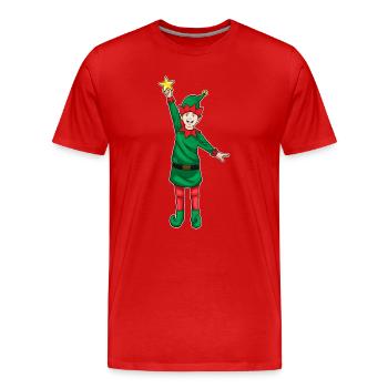 Elf Weihnachten Weihnachtsstern - Männer Premium Bio T-Shirt - Rot - Vorne - Damien (186cm)
