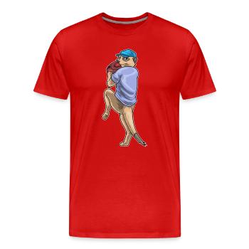 Meerkat Baseball Gant de baseball - T-shirt bio Premium Homme - rouge - Devant - Damien (186cm)