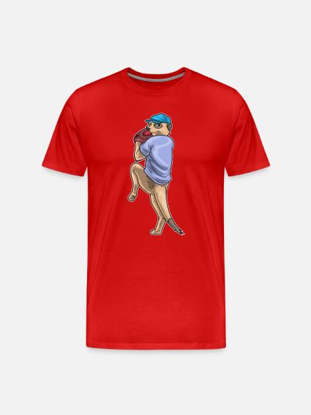 Meerkat Baseball Baseball Glove - Men's Premium Organic T-Shirt - red