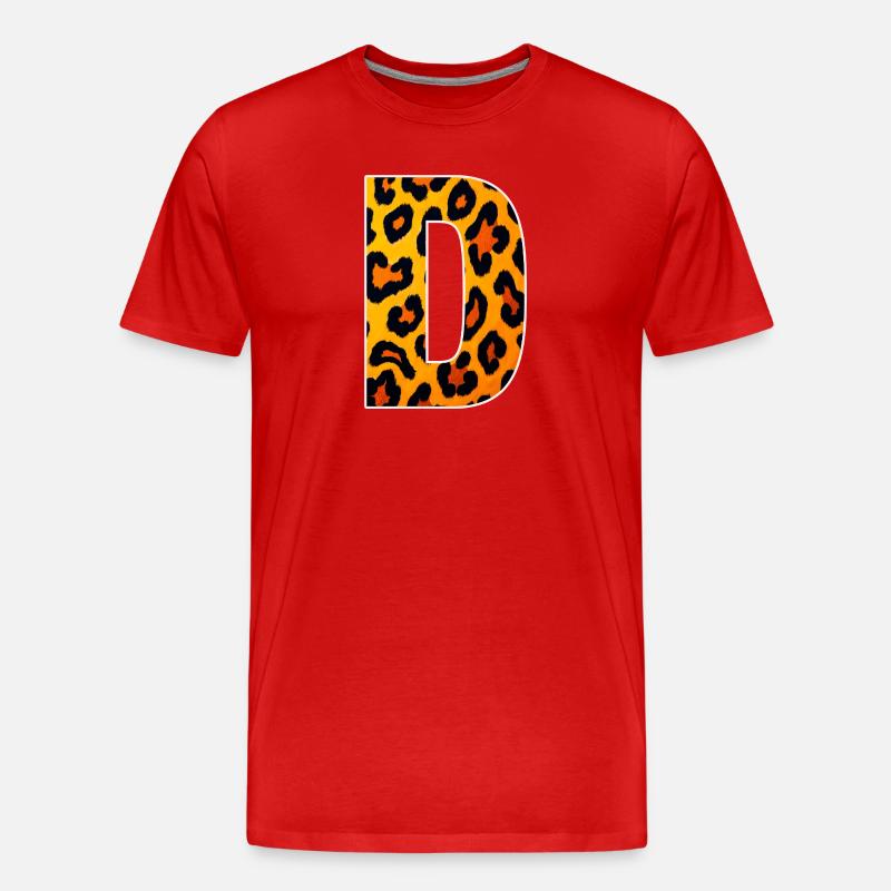 Leopard D Buchstabe Druck - Männer Premium Bio T-Shirt - Rot