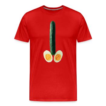 Salatgurke mit Ei - Männer Premium Bio T-Shirt - Rot - Vorne - Damien (186cm)