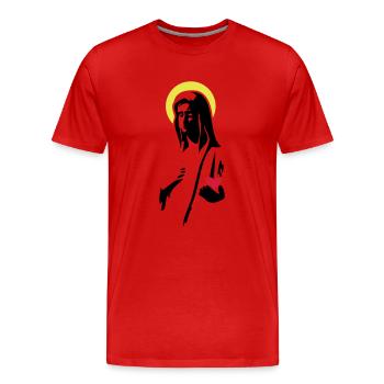 Maria - Männer Premium Bio T-Shirt - Rot - Vorne - Damien (186cm)