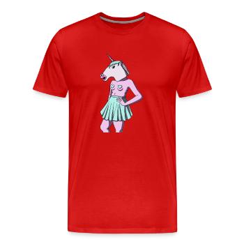 Feministische Einhorn - Männer Premium Bio T-Shirt - Rot - Vorne - Damien (186cm)