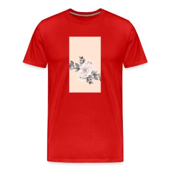 Couleur Pastel Roses Skintone Feuilles Grises Florales - T-shirt bio Premium Homme - rouge - Devant - Damien (186cm)