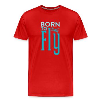 Né pour pilote d’aviation - T-shirt bio Premium Homme - rouge - Devant - Damien (186cm)