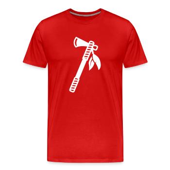 Plume indienne de hache - T-shirt bio Premium Homme - rouge - Devant - Damien (186cm)