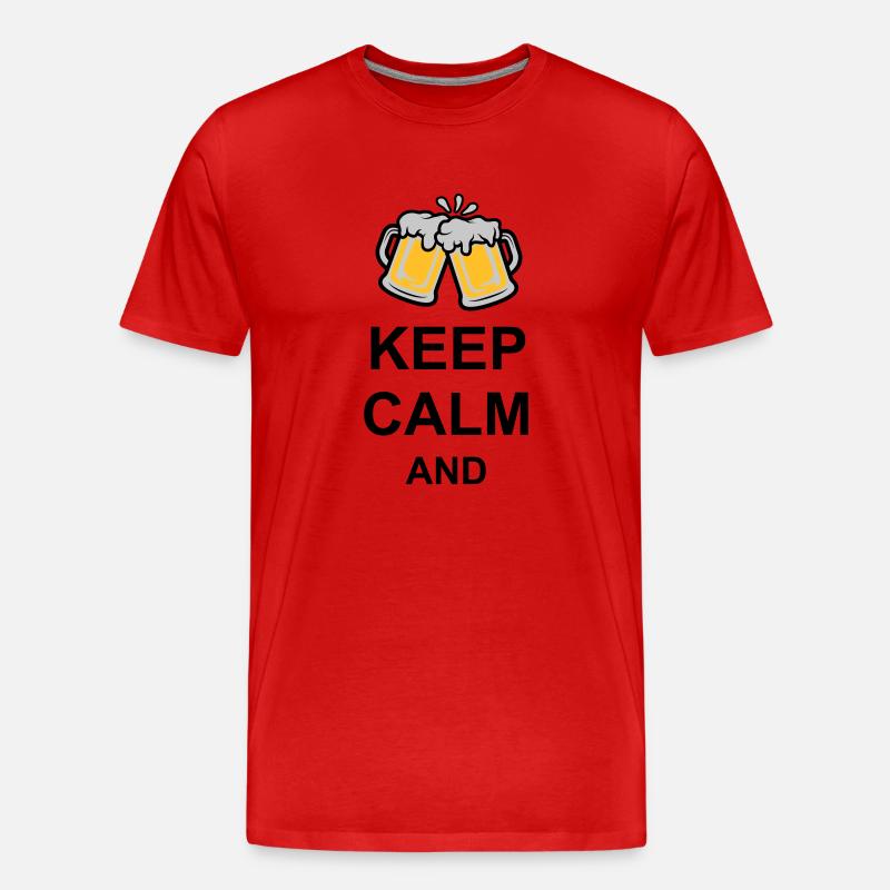 Keep Calm Bier Text - Männer Premium Bio T-Shirt - Rot
