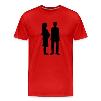 Femme enceinte Homme pauvre - T-shirt bio Premium Homme - rouge - Devant - Damien (186cm)