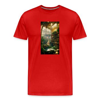 Secret library of garden inside a greenhouse - Men's Premium Organic T-Shirt - red - Front - Damien (186cm)