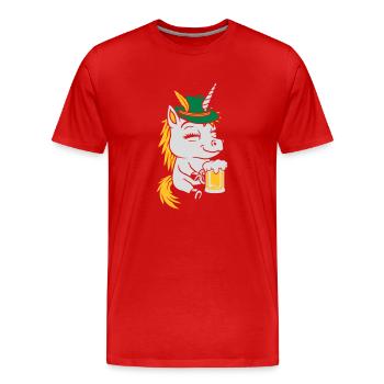 Party Unicorn Bière Boisson - T-shirt bio Premium Homme - rouge - Devant - Damien (186cm)
