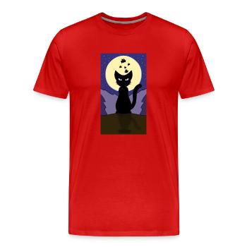 chat Halloween clair de lune - T-shirt bio Premium Homme - rouge - Devant - Damien (186cm)