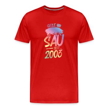 2003 Geile Sau - Männer Premium Bio T-Shirt - Rot - Vorne - Damien (186cm)