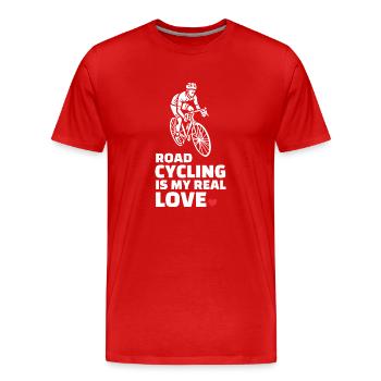 J’adore le cyclisme sur route - T-shirt bio Premium Homme - rouge - Devant - Damien (186cm)