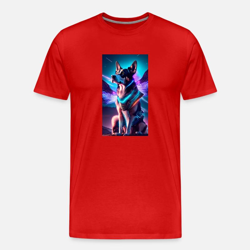 AstroDog Watcher - Männer Premium Bio T-Shirt - Rot