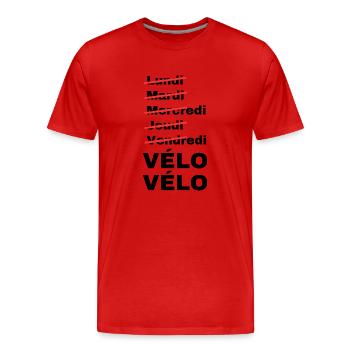 week-end vélo - T-shirt bio Premium Homme - rouge - Devant - Damien (186cm)