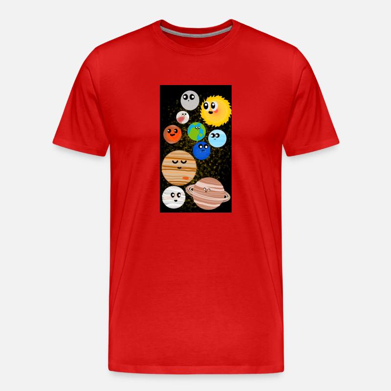 Cute Planets - Männer Premium Bio T-Shirt - Rot