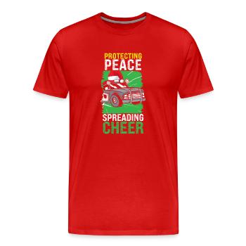 Den Frieden schützen Fröhliche Polizei Weihnachten - Männer Premium Bio T-Shirt - Rot - Vorne - Damien (186cm)