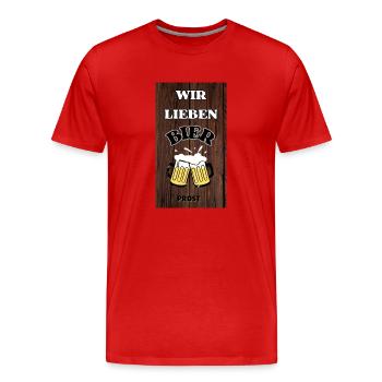 We love beer - Men's Premium Organic T-Shirt - red - Front - Damien (186cm)