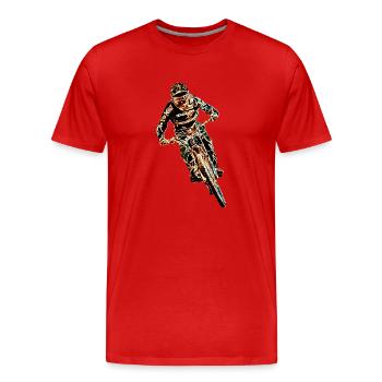 vtt mtb downhill - T-shirt bio Premium Homme - rouge - Devant - Damien (186cm)