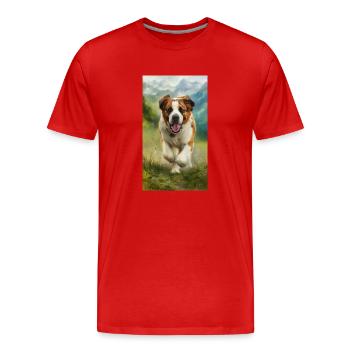 Wuffi - Männer Premium Bio T-Shirt - Rot - Vorne - Damien (186cm)