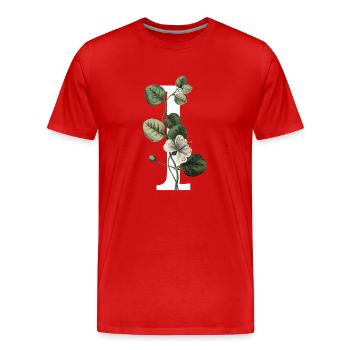 Letter I Green Botany - Men's Premium Organic T-Shirt - red - Front - Damien (186cm)