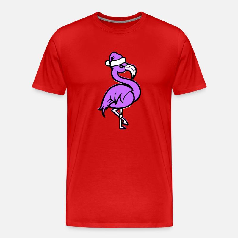 Flamingo Comique Noël - T-shirt bio Premium Homme - rouge