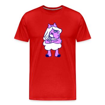 mouton offensé fille femme bras croisés - T-shirt bio Premium Homme - rouge - Devant - Damien (186cm)