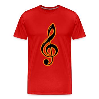 Clé de symbole de notes de musique - T-shirt bio Premium Homme - rouge - Devant - Damien (186cm)