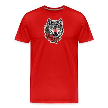 Tierwelt Gothic Rose Illustration Grafikdesign - Männer Premium Bio T-Shirt - Rot - Vorne - Damien (186cm)