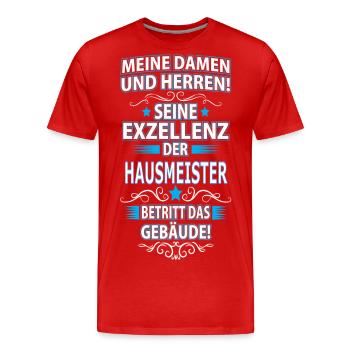 HAUSMEISTER - Männer Premium Bio T-Shirt - Rot - Vorne - Damien (186cm)